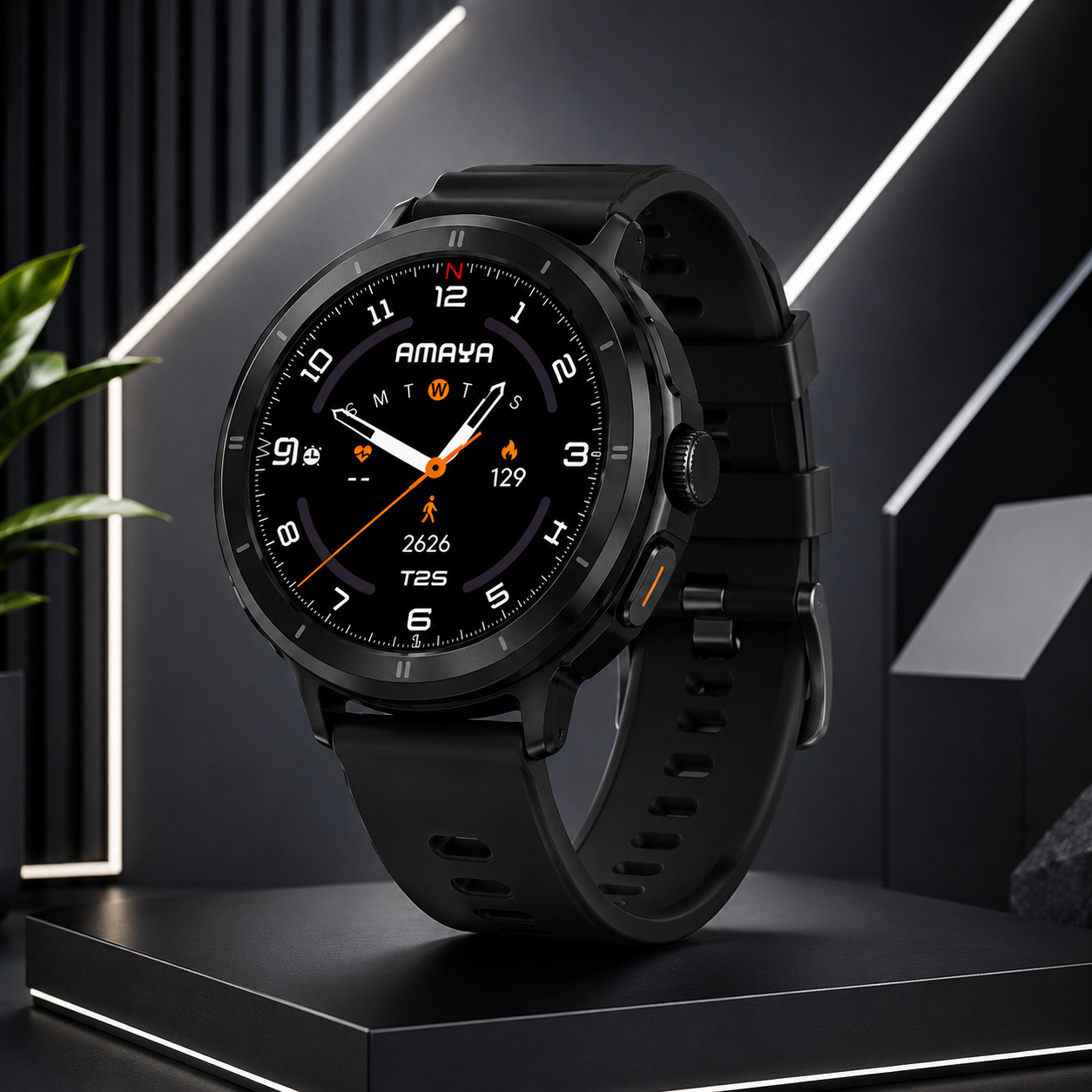 AMAYA ASW-10 Smartwatch AMOLED 1,43" Bluetooth Anrufe Fitnessuhr IP68 Schwarz