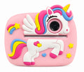 Kinder Sofortbildkamera mit Einhorn Motiv I Digitale Kamera mit Thermodruck, USB-C, 2 Zoll Anzeige, Rosa