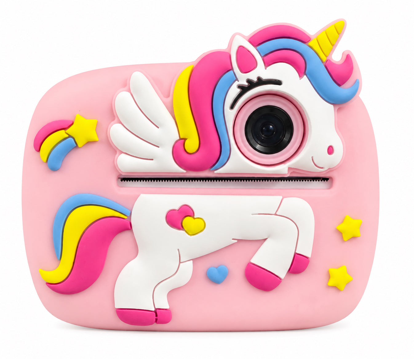 Kinder Sofortbildkamera mit Einhorn Motiv I Digitale Kamera mit Thermodruck, USB-C, 2 Zoll Anzeige, Rosa