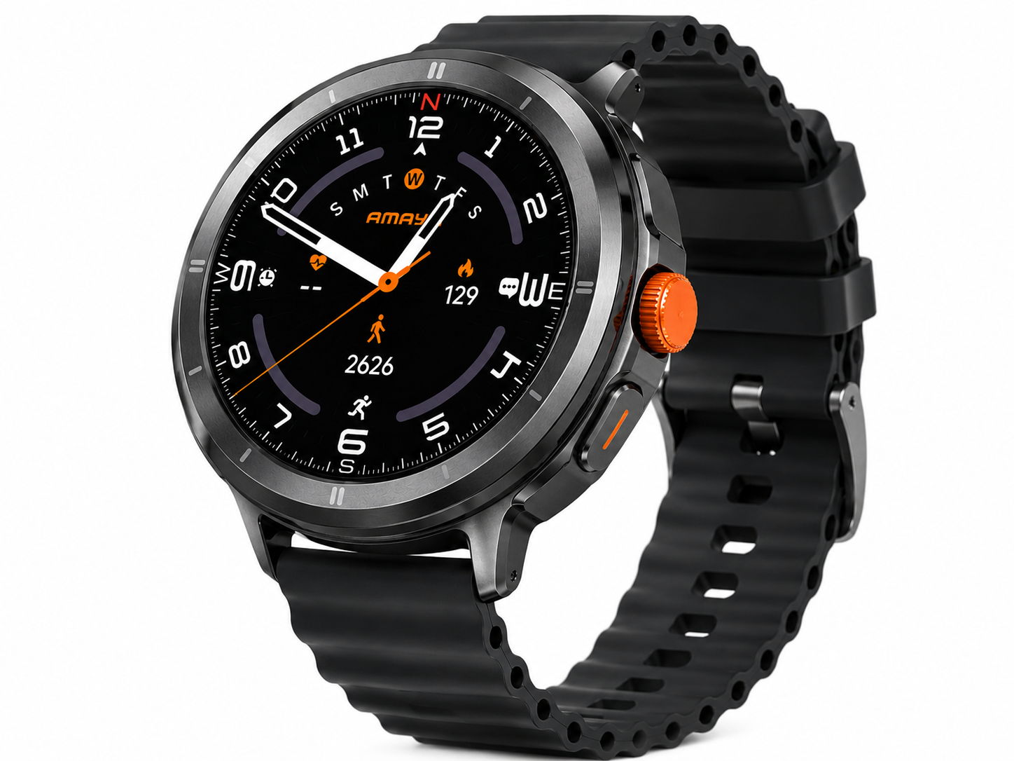 AMAYA ASW-10 Smartwatch AMOLED 1,43" Bluetooth Anrufe Fitnessuhr IP68 Schwarz