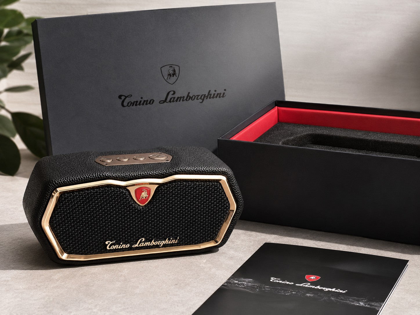 Tonino Lamborghini TL89 SURGE Luxus Bluetooth Lautsprecher 360 Grad Sound,Nappa Leder,  Schwarz