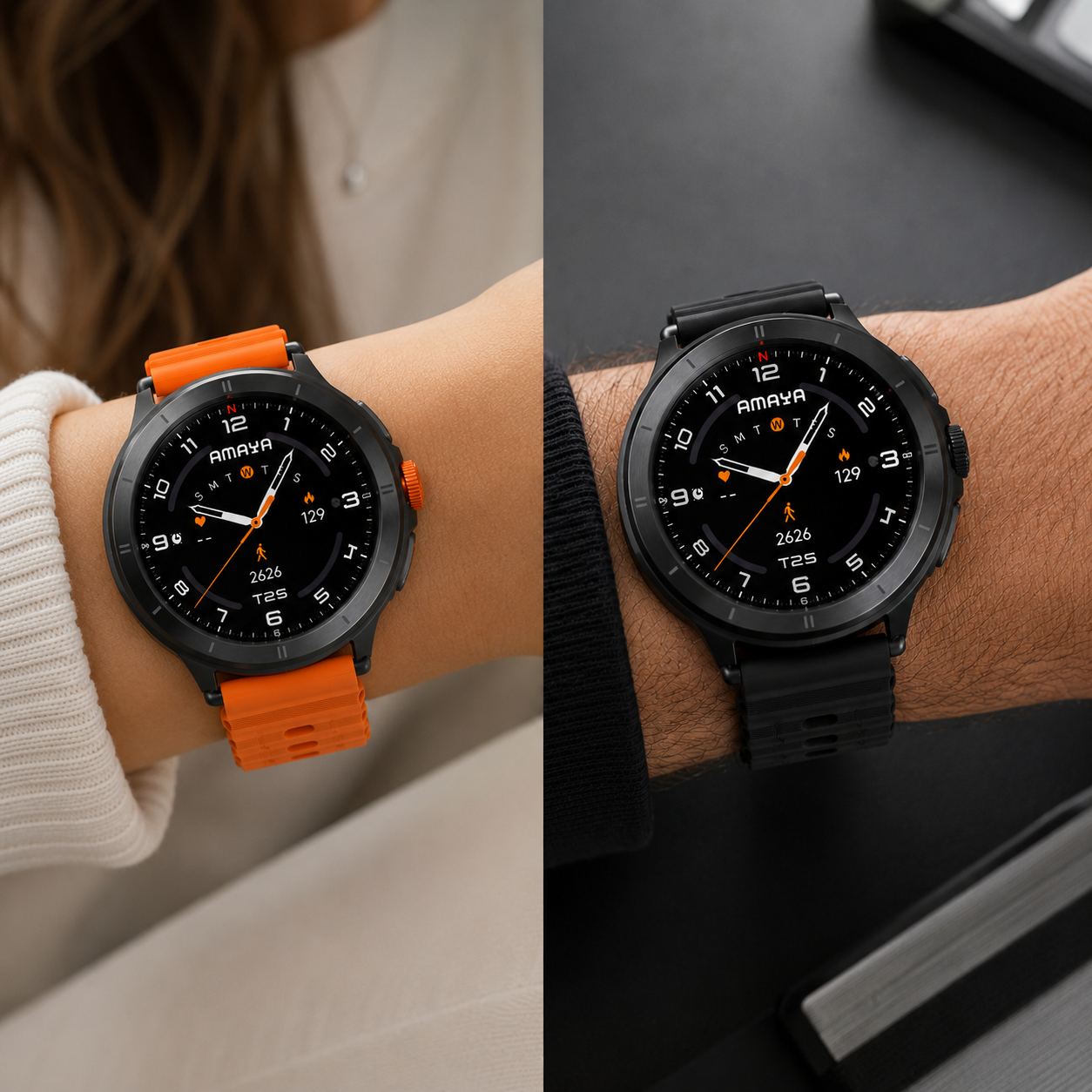 AMAYA ASW-10 Smartwatch AMOLED 1,43" Bluetooth Anrufe Fitnessuhr IP68 Schwarz