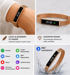Smart Armband Fitness Tracker LED Display Edelstahl Damen Silber