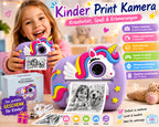 Kinder Sofortbildkamera mit Einhorn Motiv I Digitale Kamera mit Thermodruck, USB-C, 2 Zoll Anzeige, Lila