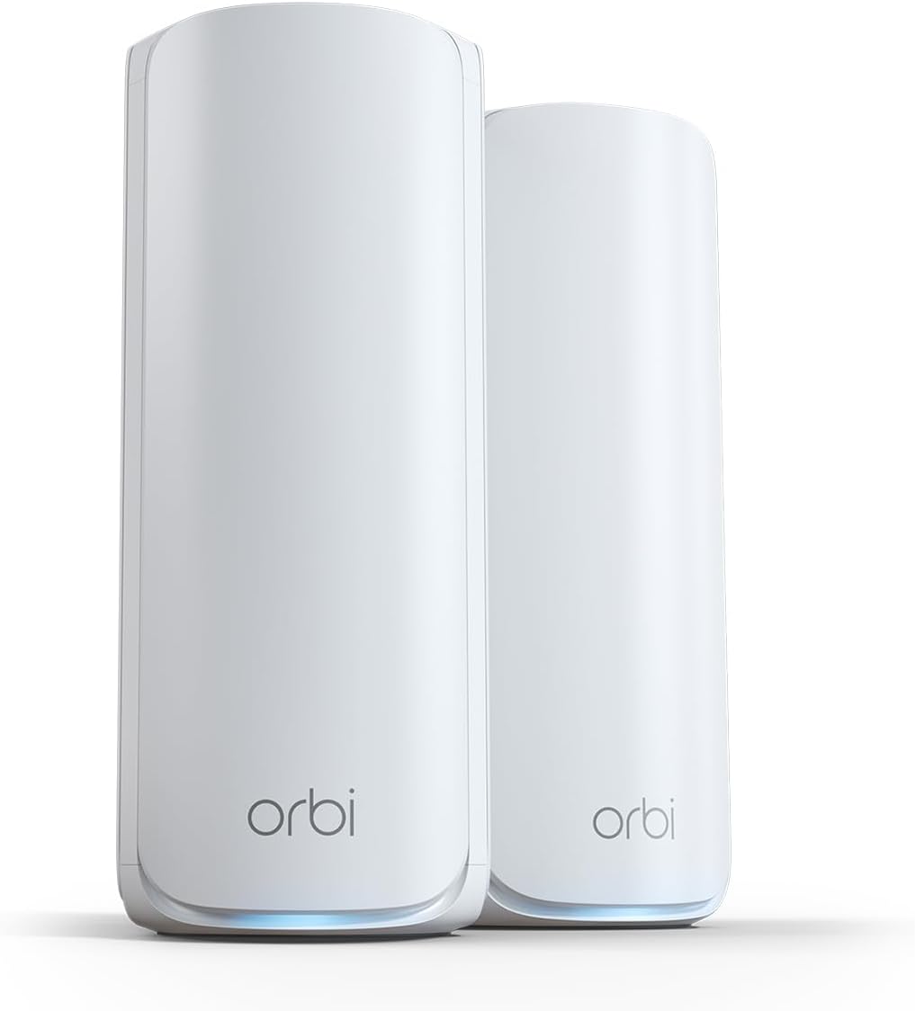 NETGEAR Orbi 770 Serie Tri-Band WiFi 7 Mesh-Netzwerksystem (RBE772) – Router + 1 Satellit-Repeater, Sicherheitsfunktionen, bis zu 11 Gbit/s, Abdeckung bis 360 m2, 100 Geräte, 2,5 GB Internetanschluss