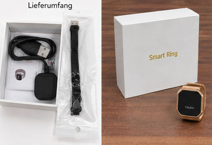 Smart Ring mit Touch-Display | Magnetisches Metallring | QWatch Pro | Roségold
