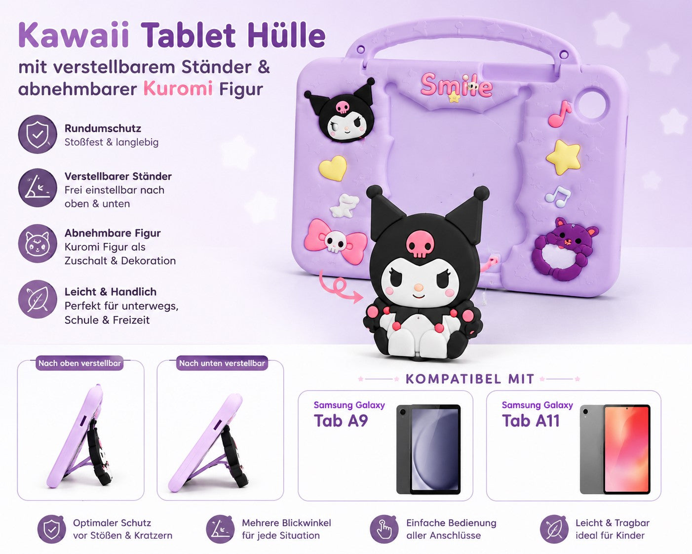 Kuromi Tablet-Hülle für Samsung Galaxy Tab A9 & A11