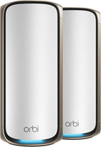 NETGEAR Orbi 970 Series Quad-Band WiFi 7 Mesh Netzwerksystem (RBE972S), Router + 1 Satelliten-Extender, Sicherheitsfunktionen, bis zu 27 Gbit/s, deckt bis zu 200 Geräte, 10-Gig-Internet-Port