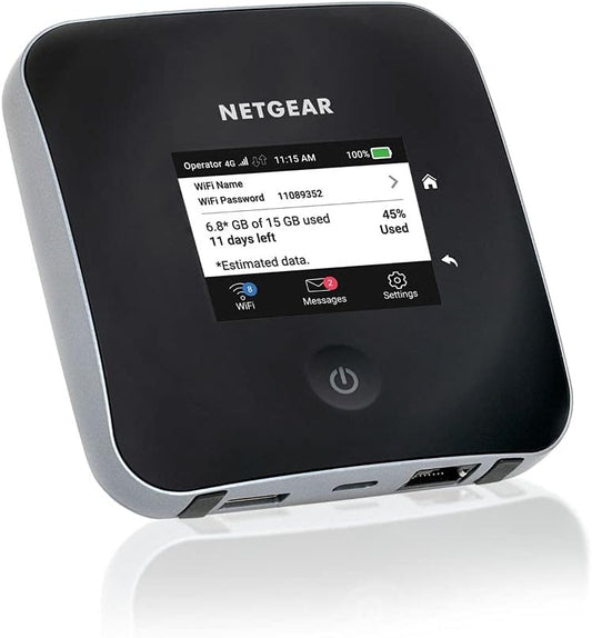 NETGEAR Mobiler WLAN Router mit SIM Karte | 4G LTE | bis 2000 MBit/s Download-Speed | Hotspot für 20 Geräte | LTE Cat20 | für jede SIM-Karte freigeschaltet | Nighthawk MR2100
