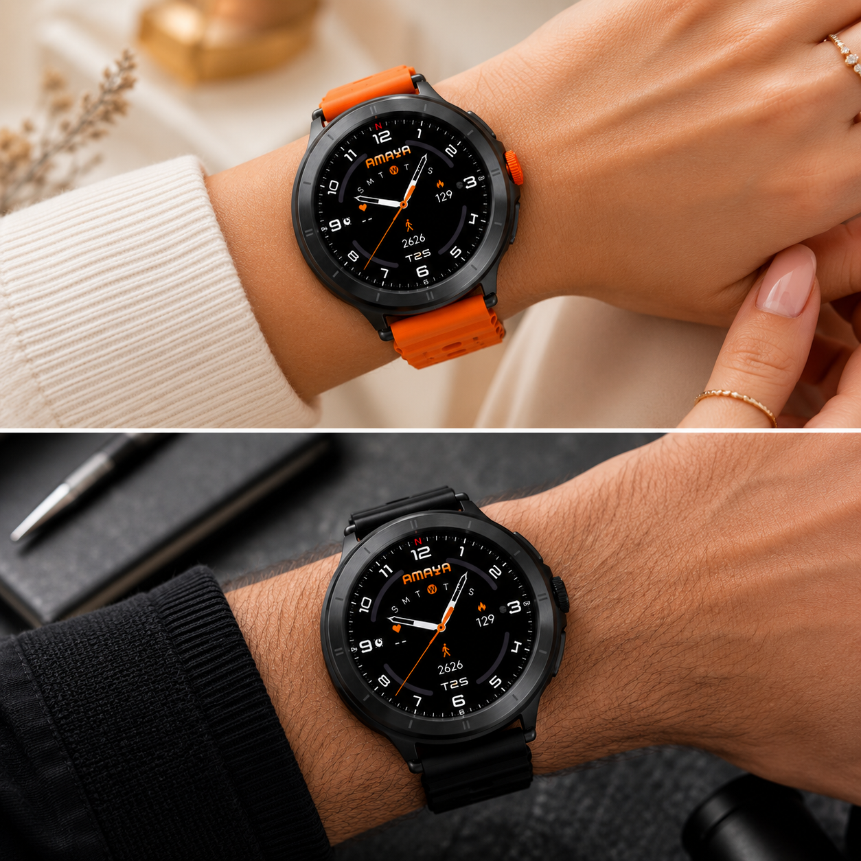 AMAYA ASW-10 Smartwatch AMOLED 1,43" Bluetooth Anrufe Fitnessuhr IP68 Schwarz