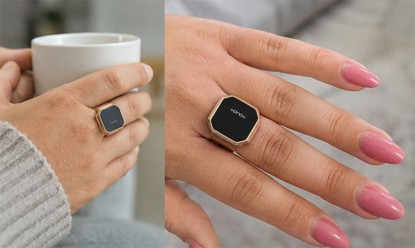 Smart Ring mit Touch-Display | Magnetisches Metallring | QWatch Pro | Roségold