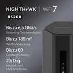 NETGEAR Nighthawk Dual-Band WiFi 7 Router (RS200) – Sicherheitsfunktionen, BE6500 WLAN-Geschwindigkeit (bis zu 6,5 Gbit/s) – deckt bis zu 185 m2, 80 Geräte ab – 2,5 GB Internetanschluss- Gebraucht- Wie Neu