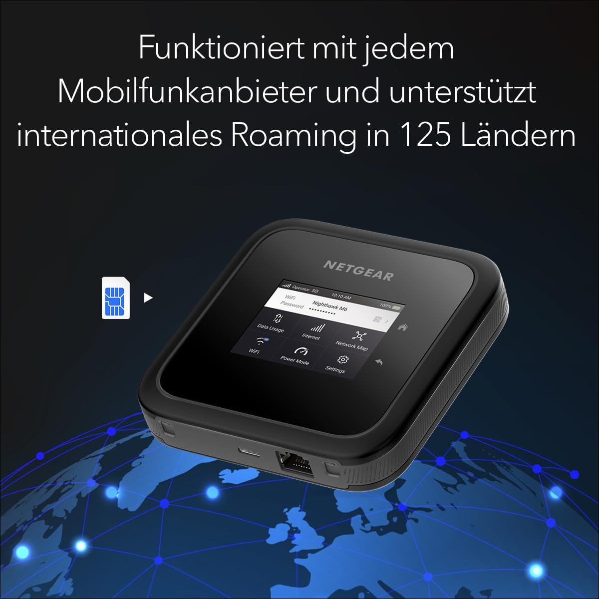 NETGEAR Nighthawk M6 (MR6150), 5G Router Sim-Karte WiFi 6, Tragbarer 5G LTE Modem Router, Mobiler WLAN Sim Karten Router für zu Hause, 4G/5G Hotspot, Ultraschnell, bis zu 2.5 GBit/s