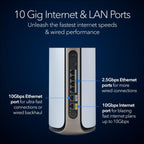 NETGEAR Orbi 970 Series Quad-Band WiFi 7 Mesh Netzwerksystem (RBE972S), Router + 1 Satelliten-Extender, Sicherheitsfunktionen, bis zu 27 Gbit/s, deckt bis zu 200 Geräte, 10-Gig-Internet-Port