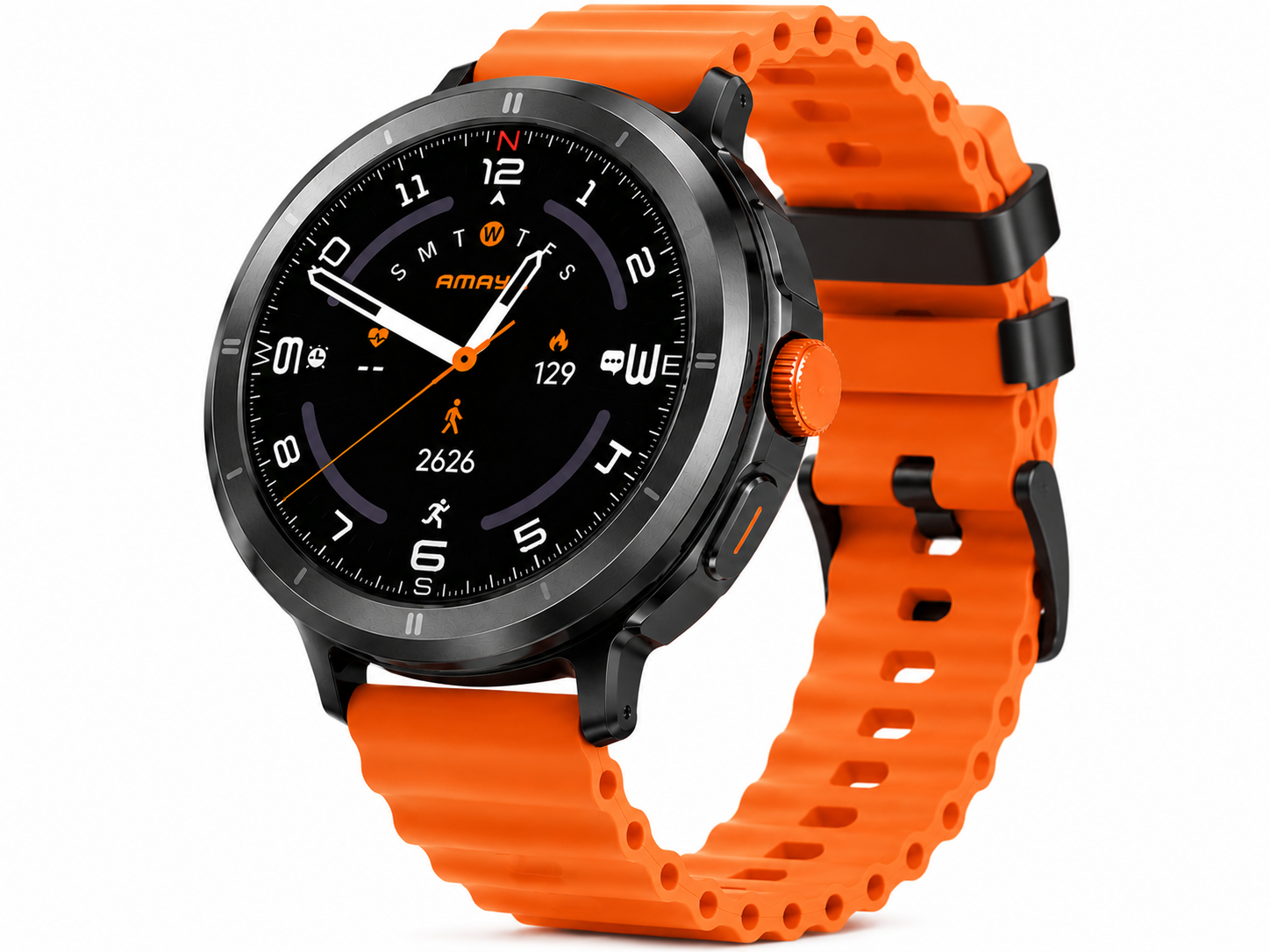 AMAYA ASW-10 Smartwatch AMOLED 1,43" Bluetooth Anrufe Fitnessuhr IP68 Orange