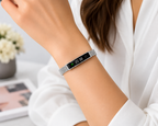 Smart Armband Fitness Tracker LED Display Edelstahl Damen Silber