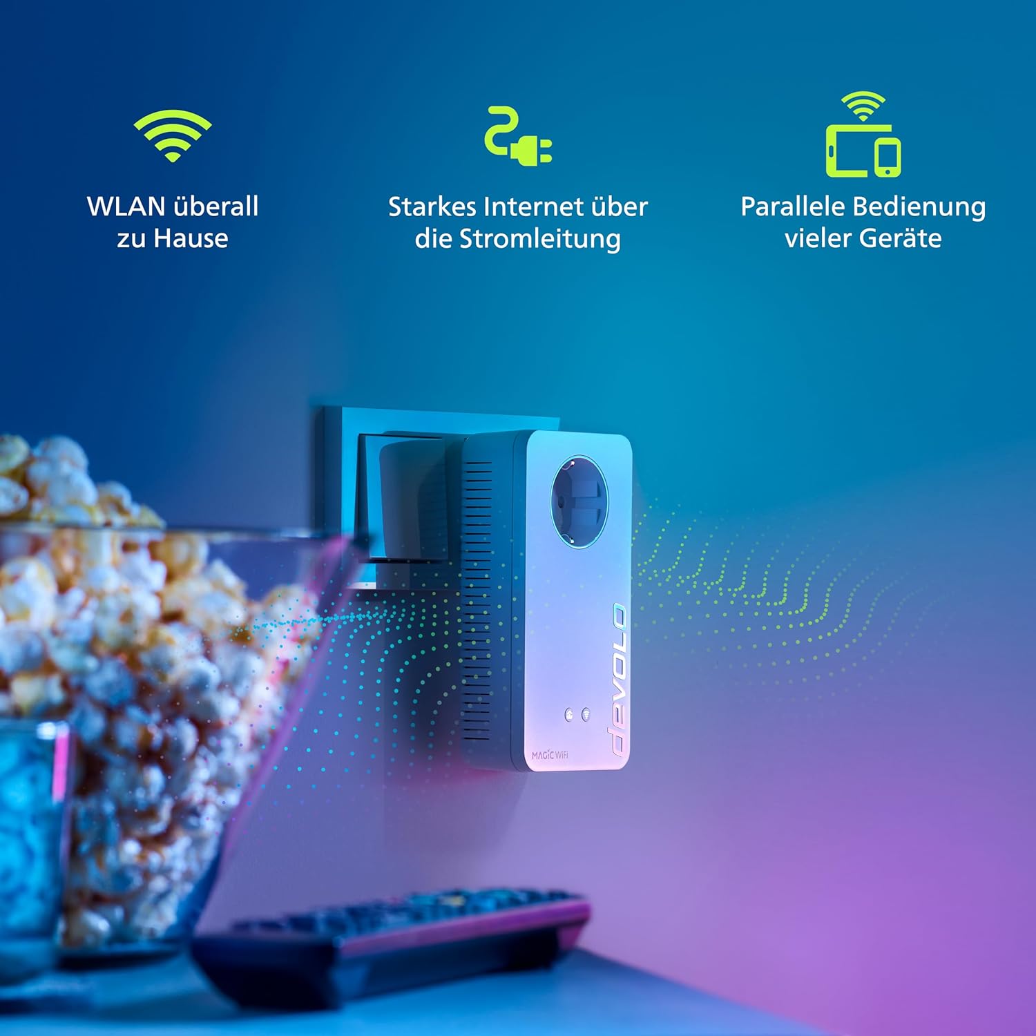 devolo Magic 2 WiFi next Starter Kit, WLAN Powerline Adapter -bis 2.400 Mbit/s, Mesh WLAN, WLAN Steckdose, 2x Gigabit LAN Anschluss, dLAN 2.0, weiß- Gebraucht - Wie Neu