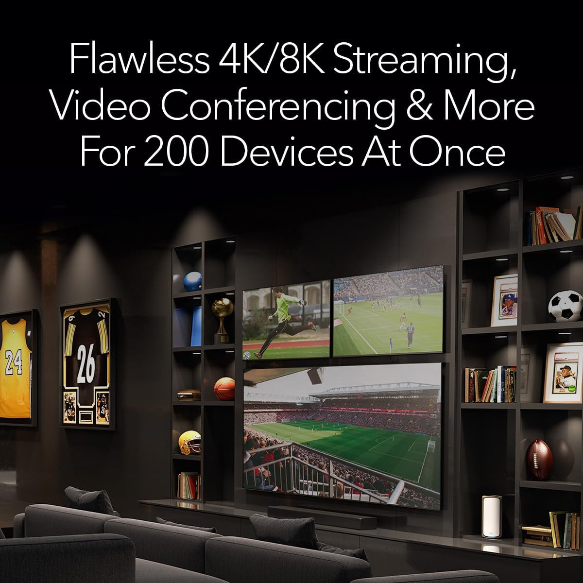 NETGEAR Orbi 970 Series Quad-Band WiFi 7 Mesh Netzwerksystem (RBE972S), Router + 1 Satelliten-Extender, Sicherheitsfunktionen, bis zu 27 Gbit/s, deckt bis zu 200 Geräte, 10-Gig-Internet-Port