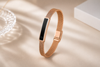 Smart Armband Fitness Tracker LED Display Edelstahl Damen Gold