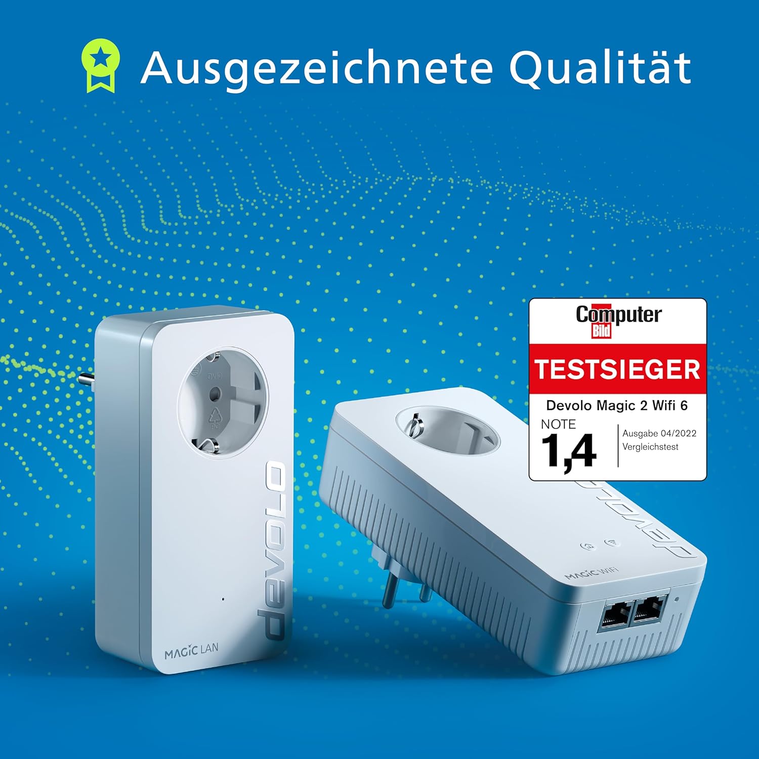 devolo Magic 2 WiFi next Starter Kit, WLAN Powerline Adapter -bis 2.400 Mbit/s, Mesh WLAN, WLAN Steckdose, 2x Gigabit LAN Anschluss, dLAN 2.0, weiß- Gebraucht - Wie Neu