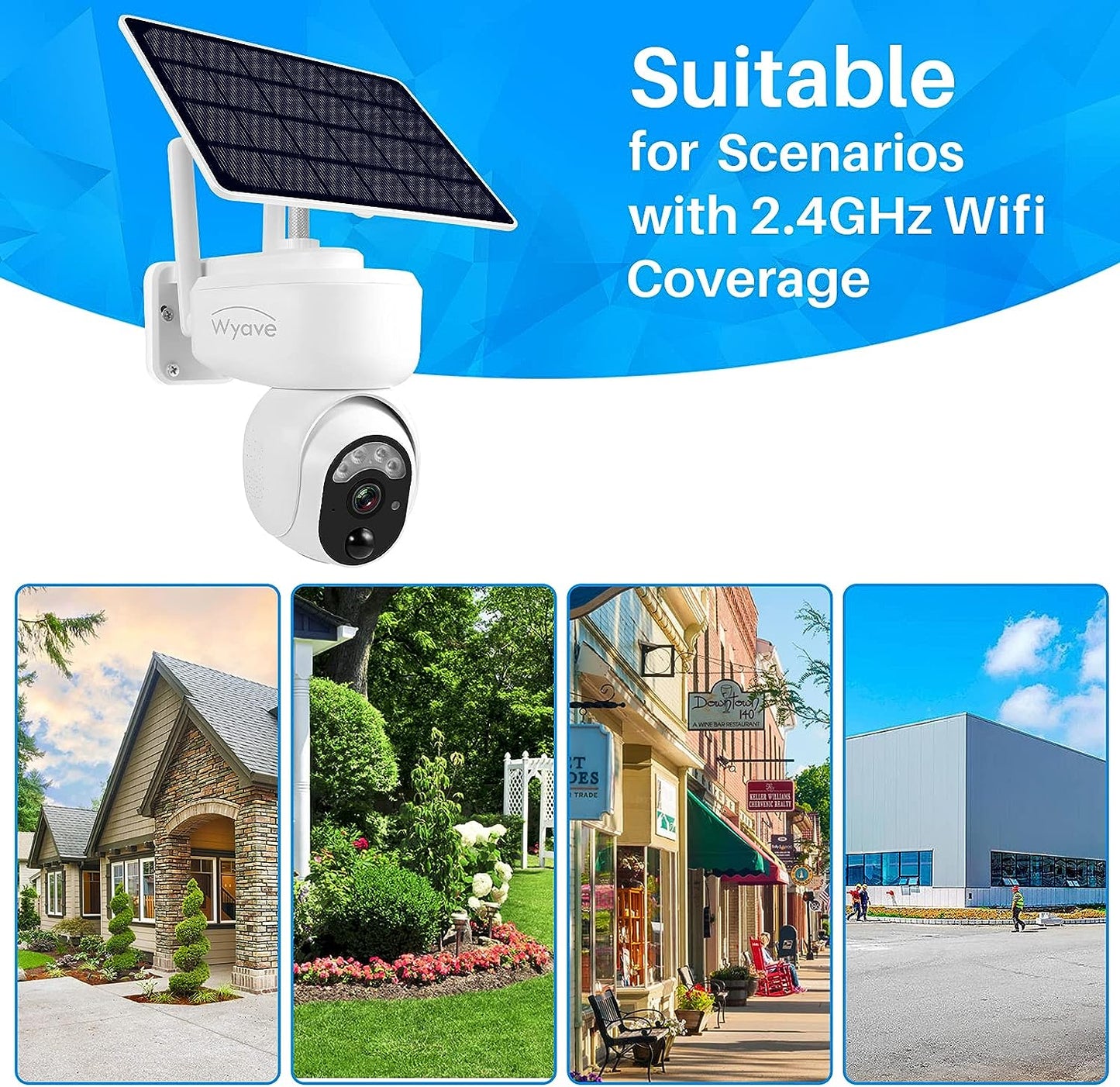 Lykus Solarbatteriebetriebene WLAN-Überwachungskamera für den Außenbereich, kabellose Wyave-Schwenk-Neige-Überwachungskamera mit/PIR-Sensor,  Spotlight-Nachtsicht