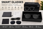 AI Smart Glasses 12MP Kamera | KI Übersetzer App | Bluetooth Audio | Touch Control | UV400 | 2 Wechselgläser