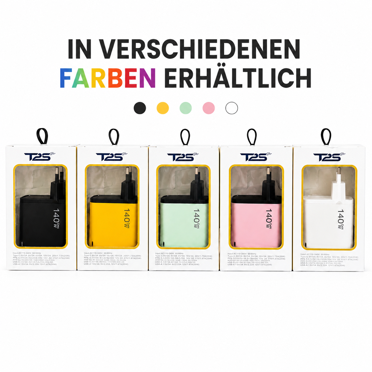 T2S 140W Schnellladegerät USB / USB-C - 5 Port Fast Charger
