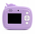 Kinder Sofortbildkamera mit Einhorn Motiv I Digitale Kamera mit Thermodruck, USB-C, 2 Zoll Anzeige, Lila
