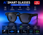 AI Smart Glasses 12MP Kamera | KI Übersetzer App | Bluetooth Audio | Touch Control | UV400 | 2 Wechselgläser