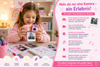 Kinder Sofortbildkamera mit Einhorn Motiv I Digitale Kamera mit Thermodruck, USB-C, 2 Zoll Anzeige, Rosa