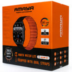 AMAYA Watch Lite ASW-07 Smartwatch mit 2,01” Super AMOLED Display | Bluetooth-Anrufe | IP68 Wasserdicht | 100 Sportmodi | Herzfrequenz & SpO₂ | Dual Strap