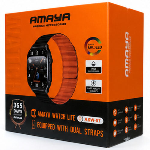 AMAYA Watch Lite ASW-07 Smartwatch mit 2,01” Super AMOLED Display | Bluetooth-Anrufe | IP68 Wasserdicht | 100 Sportmodi | Herzfrequenz & SpO₂ | Dual Strap