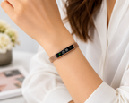 Smart Armband Fitness Tracker LED Display Edelstahl Damen Gold